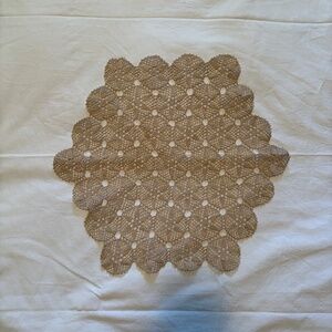 Vintage Hand Crocheted Sand/Taupe Doily (17 1/2" x 16")